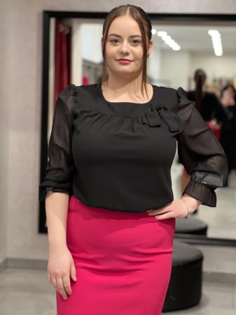 Bluză neagra cu funda 984
