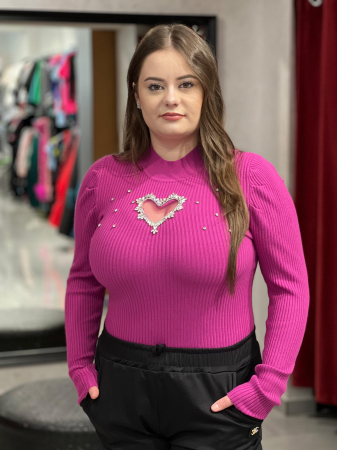 Bluze - Bluza dama fucsia model inimă