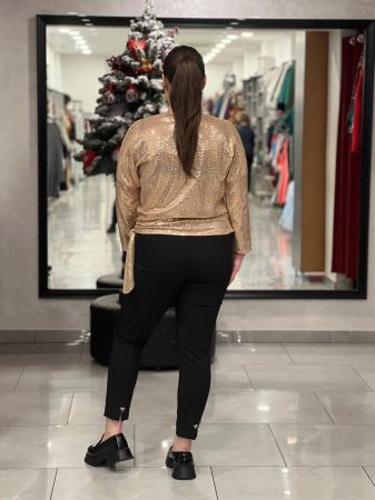Bluză rose-gold marime universala cu paiete și accesoriu lateral cu fundă [1]