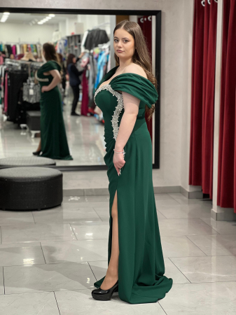 Rochie lunga verde cu strasuri 7032 [2]