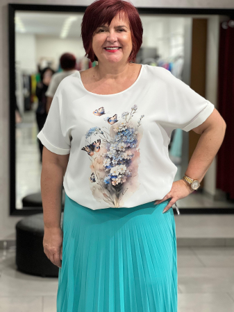 Bluza alba cu model floral 14700