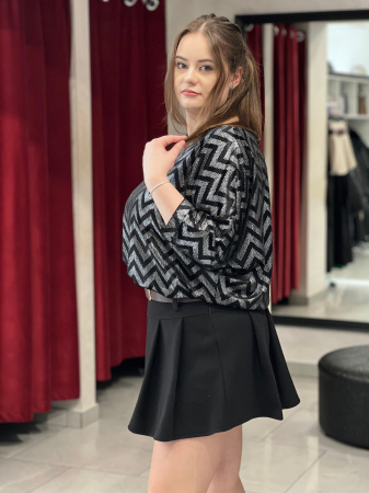 Bluză catifea argintiu și negru [1]