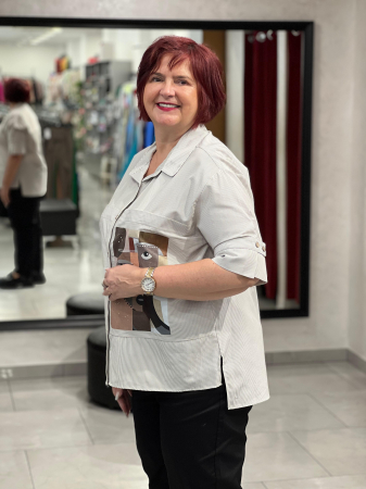 Camasa alba cu dungi bej si model [1]