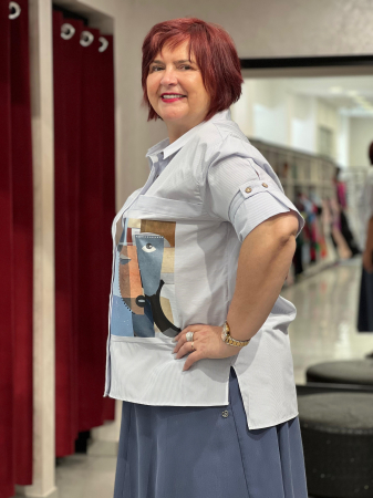 Camasa alba cu dungi si model [2]
