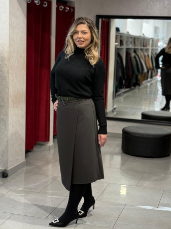 Fuste - Fusta Bird kaki conica si curea 14300