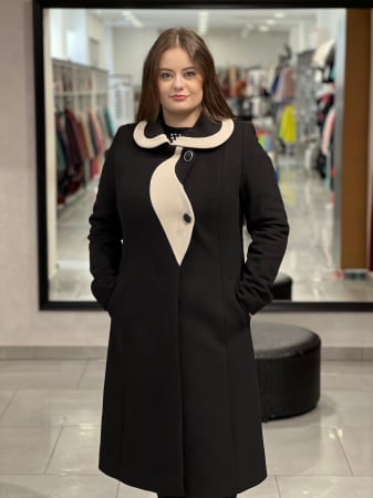 Marimi mari - Palton damă 842 negru și bej