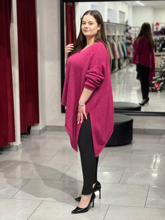 Pulover fucsia asimetric cu colț [2]