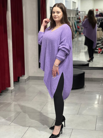 Pulover lila asimetric cu colț [1]