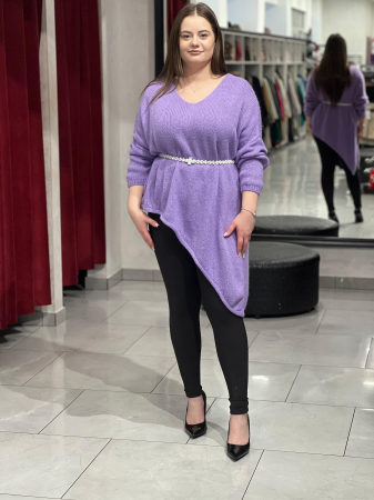 Pulover lila asimetric cu colț [3]
