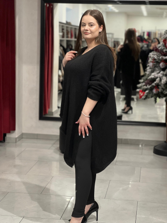 Pulover negru asimetric cu colț [3]