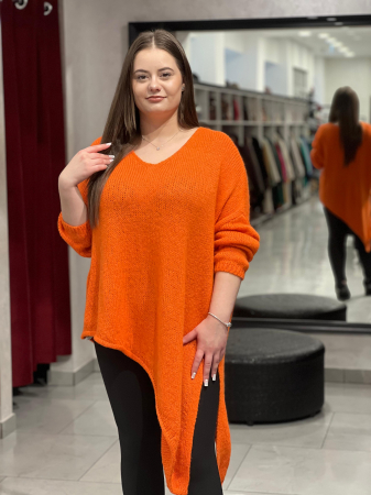 Pulover portocaliu asimetric cu colț [1]