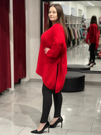 Pulover roșu asimetric cu colț [2]