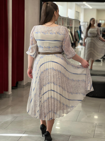 Rochie alba cu flori si pliuri [3]