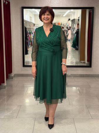 Rochii de zi - Rochie verde cu maneci de tulle