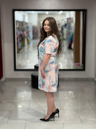 Rochie bumbac cu model albastru mod. 204 [2]