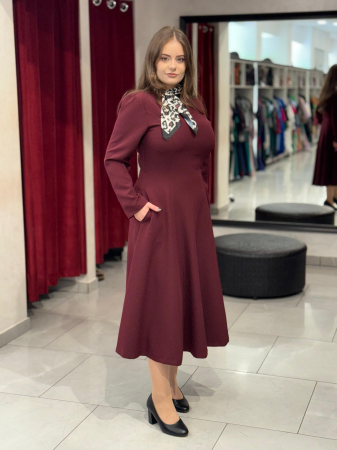 Rochie burgundia cu esarfa [1]