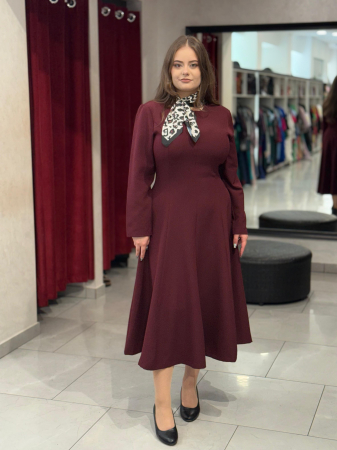 Rochii de zi - Rochie burgundia cu esarfa