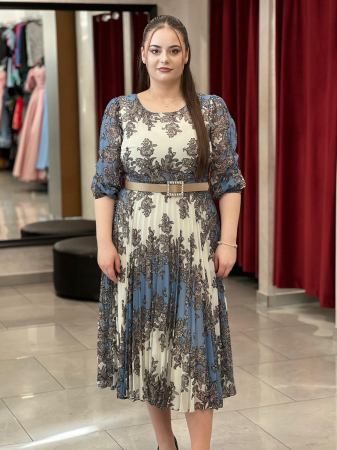 Rochii de zi - Rochie alba cu pliuri 1211