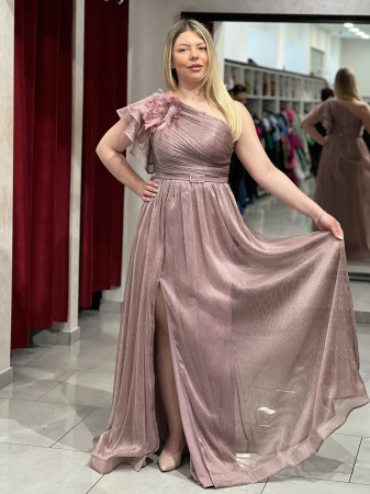 Rochie evazata roz Bella 5013