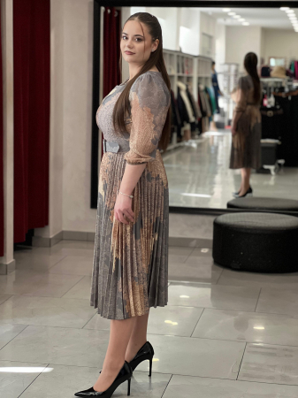 Rochie gri cu pliuri si print  [4]