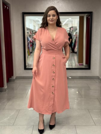 Rochie roz somon cu nasturi mod. 0411 [2]