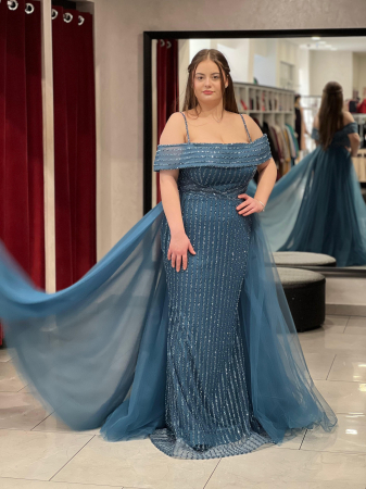 Rochie lunga albastra cu trena 5870 [3]