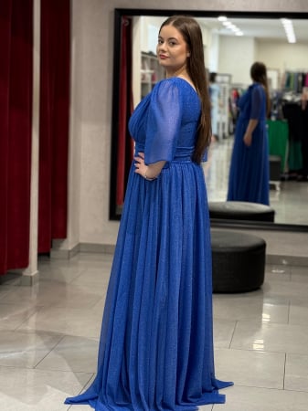 Rochie lunga albastru electric sidefat 4504 [2]