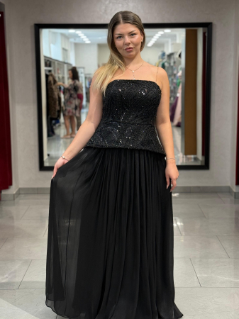 Rochii de seara - Rochie lunga neagra cu corset