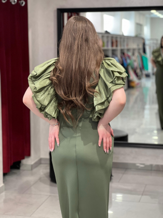 Rochie midi kaki cu volane 9547 [3]