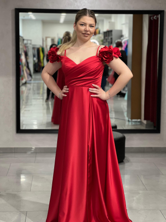 Rochii de seara - Rochie lunga evazata rosie 2510