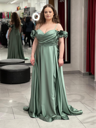 Rochii de seara - Rochie menta lunga evazata 2510