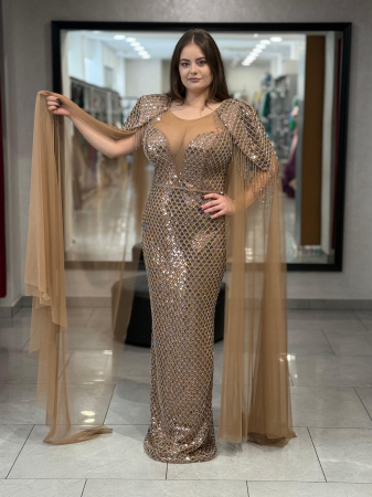 Rochii de seara lungi - Rochie lunga aurie 9044