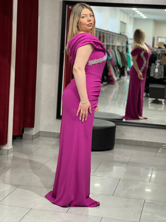 Rochie lunga fucsia cu strasuri 7032 [2]