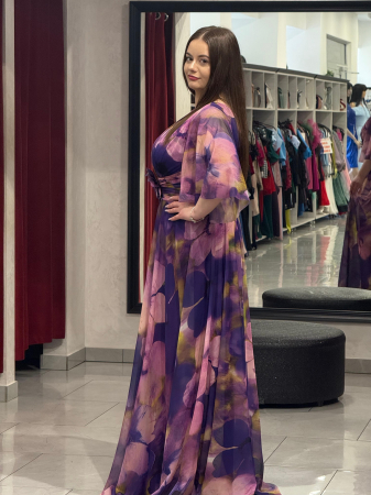 Rochie lunga mov cu flori [1]