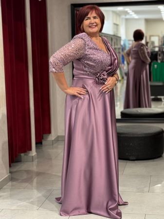 Rochii de seara lungi - Rochie lunga mov praf satinata 2870