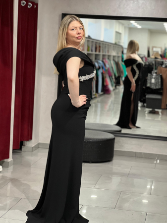 Rochie lunga neagra cu strasuri 7032 [3]