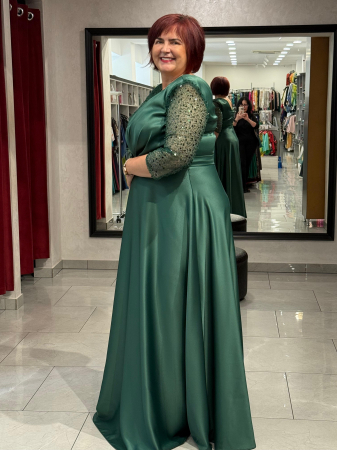 Rochie lunga verde satinata 2870 [1]