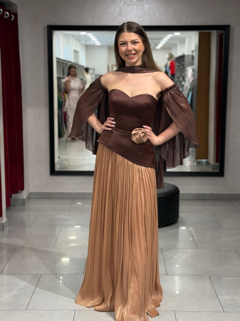 Marimi mari - Rochie cu corset maneci si esarfa detasabile