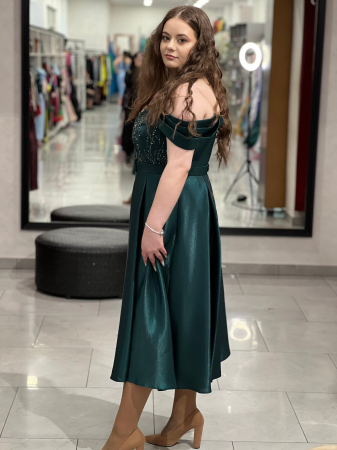 Rochie midi verde în cloș 6373 [2]