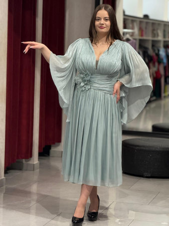Rochii de seara scurte - Rochie midi verde pastel