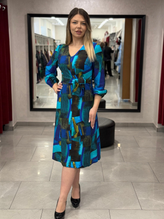 Rochii de zi - Rochie multicolora cu albastru