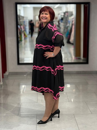 Rochie neagra cu dantela fucsia mod. 8936 [1]