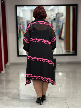 Rochie neagra cu dantela fucsia mod. 8936 [2]