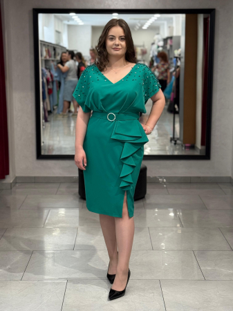 Rochii de seara scurte - Rochie verde mulata cu strasuri mod. 2333