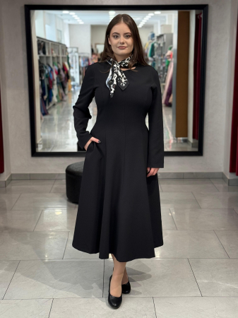 Rochii de zi - Rochie neagra cu esarfa