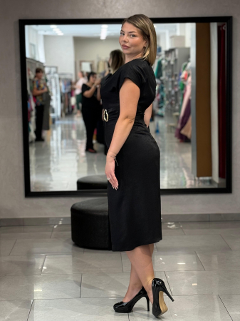 Rochie neagra satinata cu decor auriu [1]