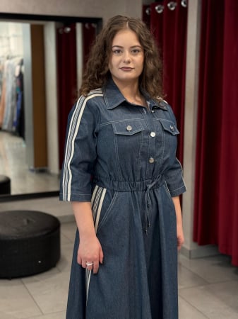 Rochie denim cu dungi pe maneca 7514 [1]