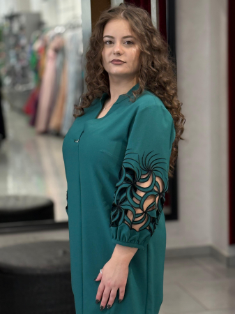 Rochie verde cu maneca dantela 7579 [1]