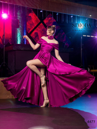 Rochie fucsia satinata cu corset 4471