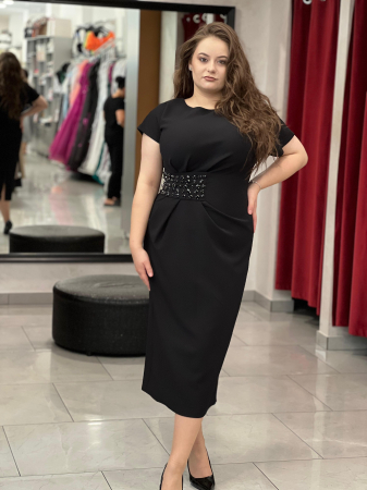 Rochii de seara - Rochie scurta neagra cu pietre mod. 275